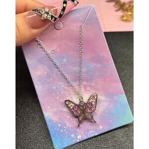Handmade necklace purple butterfly
